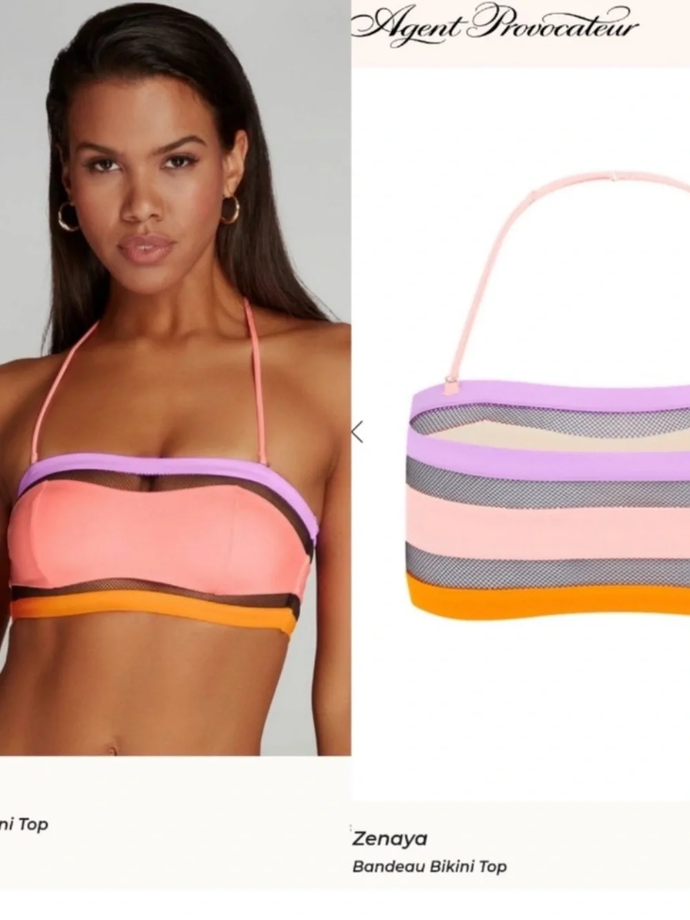 Agent Provocateur Orange, Pink and Purple Stripe Bandeau Bikini